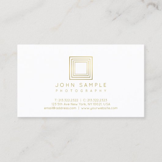 Fotograf-moderne Goldblick-Fotografie stilvoll Visitenkarte (Vorderseite)
