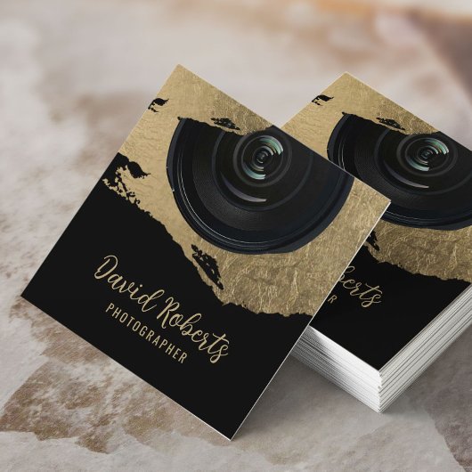 Fotograf Moderne Goldreschbahn Fotografie Quadratische Visitenkarte