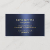 Fotograf Moderne Navy & Gold Lens Fotografie Visitenkarte (Rückseite)
