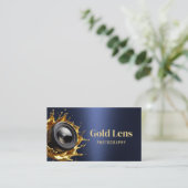 Fotograf Moderne Navy & Gold Lens Fotografie Visitenkarte (Stehend Vorderseite)