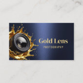 Fotograf Moderne Navy & Gold Lens Fotografie Visitenkarte (Vorderseite)