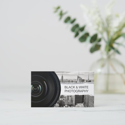 Fotograf Moderne Schwarz-Weiß-Fotografie Visitenkarte (Stehend Vorderseite)