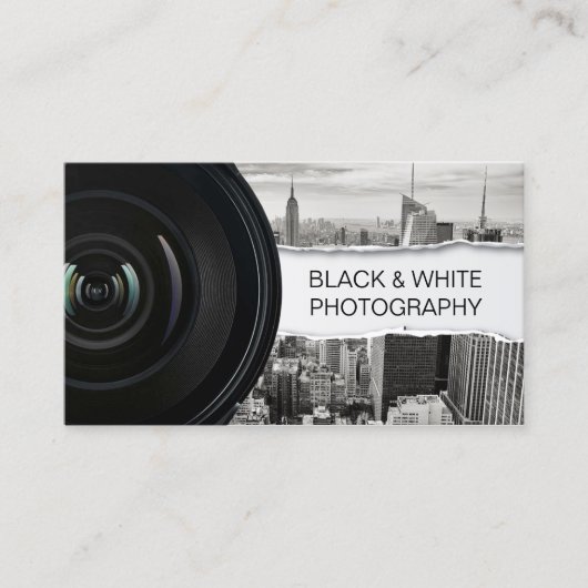 Fotograf Moderne Schwarz-Weiß-Fotografie Visitenkarte (Vorderseite)
