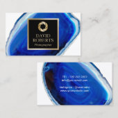 Fotograf Modernes Gold Shutter Blue Agate Stone Visitenkarte (Vorne/Hinten)