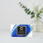 Fotograf Modernes Gold Shutter Blue Agate Stone Visitenkarte (Stehend Vorderseite)