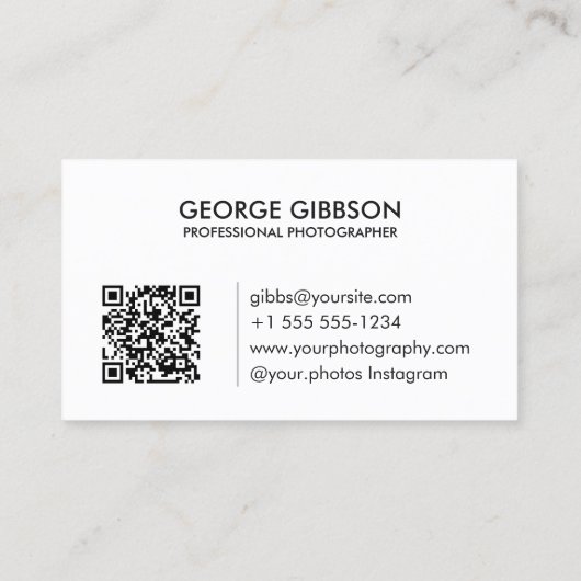 Fotograf Modernes Minimalistisches Foto Schwarzwei Visitenkarte (Rückseite)