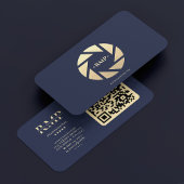 Fotograf Navy Blue Gold Camera Lens Modern Visitenkarte