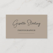 Fotograf Neutral Taupe Schrift QR-Code Visitenkarte (Vorderseite)