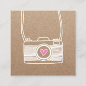 Fotograf Niedliche Kamera Fotografie Rustic Kraft Quadratische Visitenkarte (Vorderseite)
