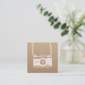 Fotograf Niedliche Kamera Fotografie Rustic Kraft Quadratische Visitenkarte (Stehend Vorderseite)