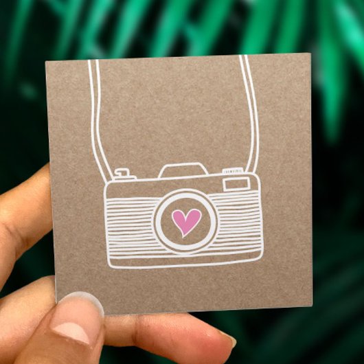 Fotograf Niedliche Kamera Fotografie Rustic Kraft Quadratische Visitenkarte