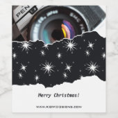 Fotograf Promoter Frohe Weihnachtsweinstube Weinetikett (Einzelnes Label)