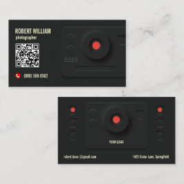 Fotograf QR-Code Modern Schwarz | Minimales Design Visitenkarte