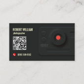 Fotograf QR-Code Modern Schwarz | Minimales Design Visitenkarte (Vorderseite)