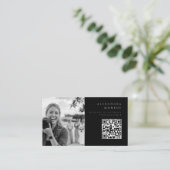 Fotograf QR-Code Schwarz & Silber Visitenkarte (Stehend Vorderseite)