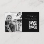 Fotograf QR-Code Schwarz & Silber Visitenkarte (Vorderseite)