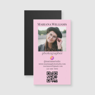 Fotograf qr Foto rosa Geschäftsmagnet Magnetkarte
