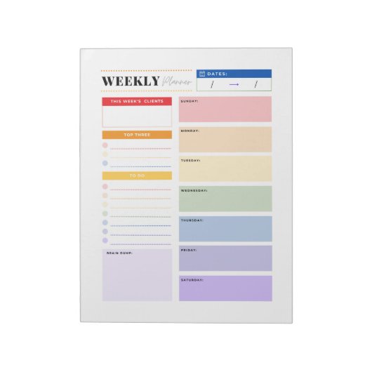 Fotograf Rainbow Weekly Planner Notepad. Notizblock (Rotiert)