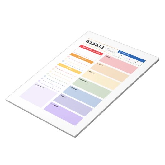 Fotograf Rainbow Weekly Planner Notepad. Notizblock (angewinkelt)