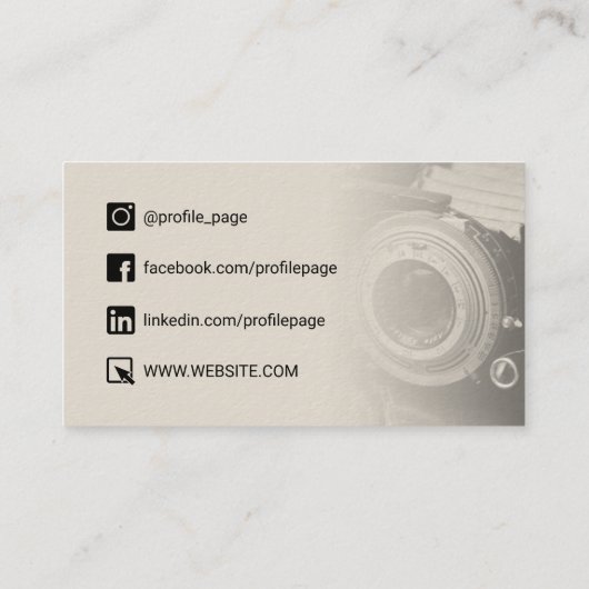 Fotograf Retro Vintag Visitenkarte (Rückseite)