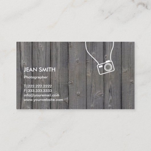 Fotograf Rustic Holz Hintergrund Fotografie Visitenkarte (Rückseite)