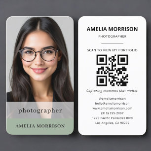 Fotograf Sage Green QR-Code Foto Visitenkarte