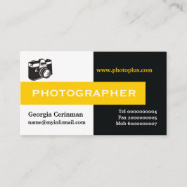 Fotograf Schwarz, Weiß, Gelb auffällig Visitenkarte