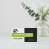 Fotograf schwarz, weiß, grün, sehenswert visitenkarte (Stehend Vorderseite)