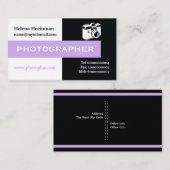 Fotograf schwarz, weiß, lavender eye catching visitenkarte (Vorne/Hinten)