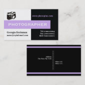 Fotograf schwarz, weiß, lavender eye catching visitenkarte (Vorne/Hinten)