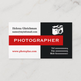 Fotograf schwarz, weiß, rot, auffallend visitenkarte
