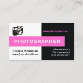 Fotograf schwarz, weiß, scharf rosa Auge auffällig Visitenkarte