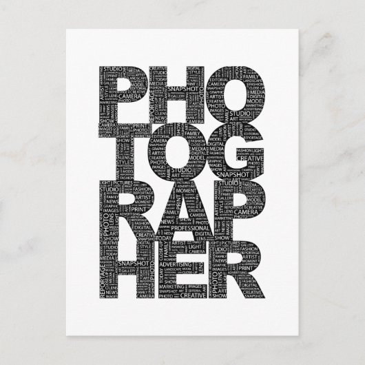 Fotograf - Schwarzer Text Postkarte (Vorderseite)