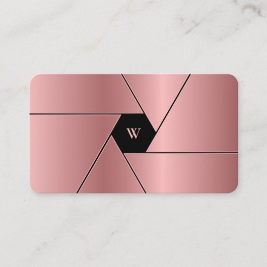 Fotograf Shutter Lens Elegant Rosegold Black Visitenkarte (Vorderseite)