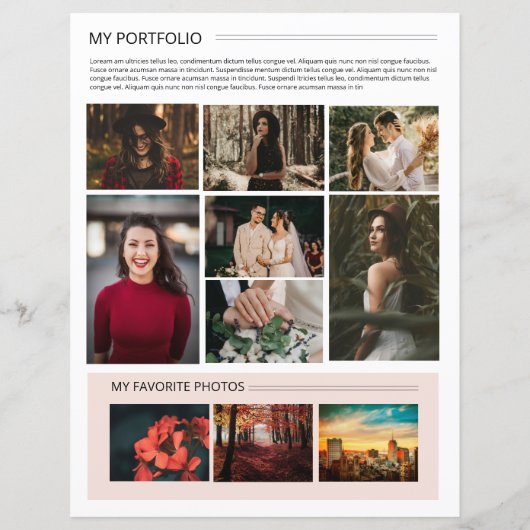 Fotograf über mich Seitenvorlage (Rückseite)