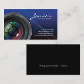 Fotograf-Visitenkarte-modernes Blau Visitenkarte (Vorne/Hinten)