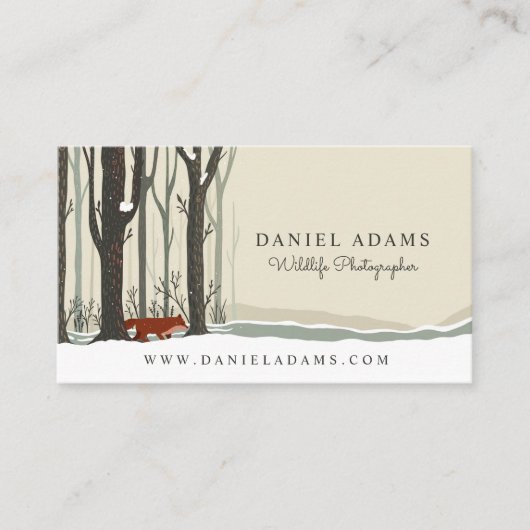 Fotograf von Woodland Winter Forest Fox Wildlife Visitenkarte (Vorderseite)