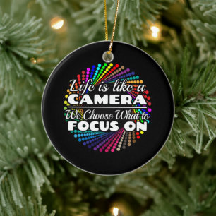 Fotografen-Fokus-Zitat - Leben wie eine Kamera Keramik Ornament