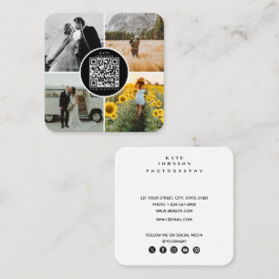 Fotografen Fotos QR Code Social Media Icons Quadratische Visitenkarte