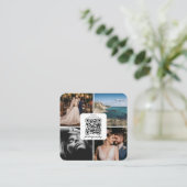 Fotografen Fotos QR Code Social Media Script Quadratische Visitenkarte (Stehend Vorderseite)