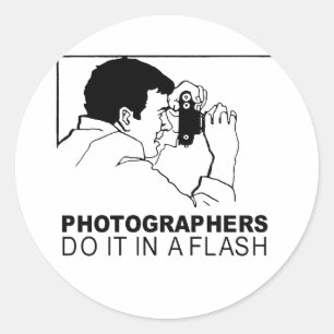 Fotografen machen es blitzschnell runder aufkleber