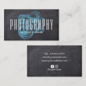 Fotografie Beruflich Blue Camera Chalkboard Visitenkarte (Vorne/Hinten)