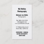 Fotografie-berufliches Studio Visitenkarte (Rückseite)