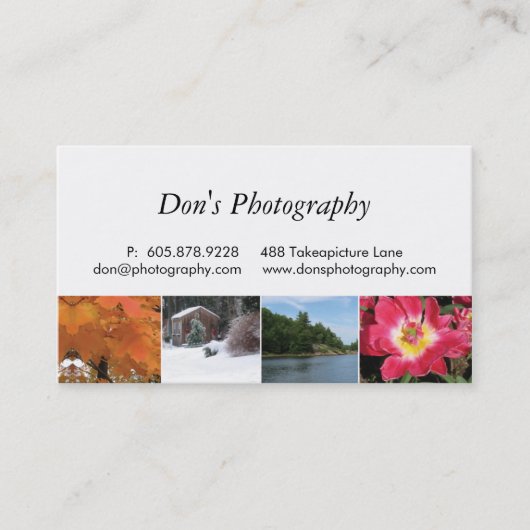 Fotografie Business Card Weiß 4 Jahreszeiten Visitenkarte (Vorderseite)