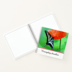 Fotografie Butterfly Poppy Spiral Notebook Notizblock