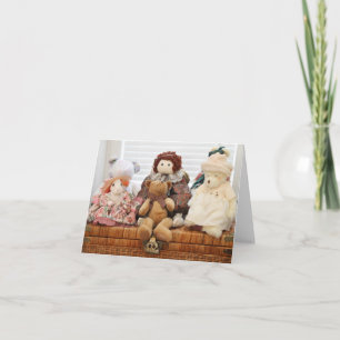 Fotografie der Vintagen Spielwaren, Bären, Karte