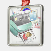 Fotografie, die aus eine sofortige Kamera Silbernes Ornament (Links)