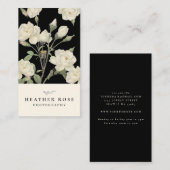Fotografie Dunkelschwarz Hintergrund Weiße Rosen Visitenkarte (Vorne/Hinten)