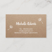 Fotografie Elegant Dandelion Rustic Fotograf Visitenkarte (Rückseite)