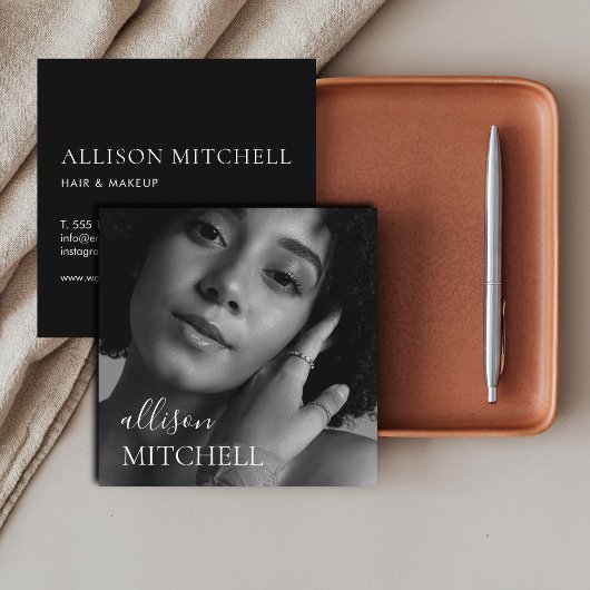 Fotografie Elegante Berufliche Kalligraphie Quadratische Visitenkarte